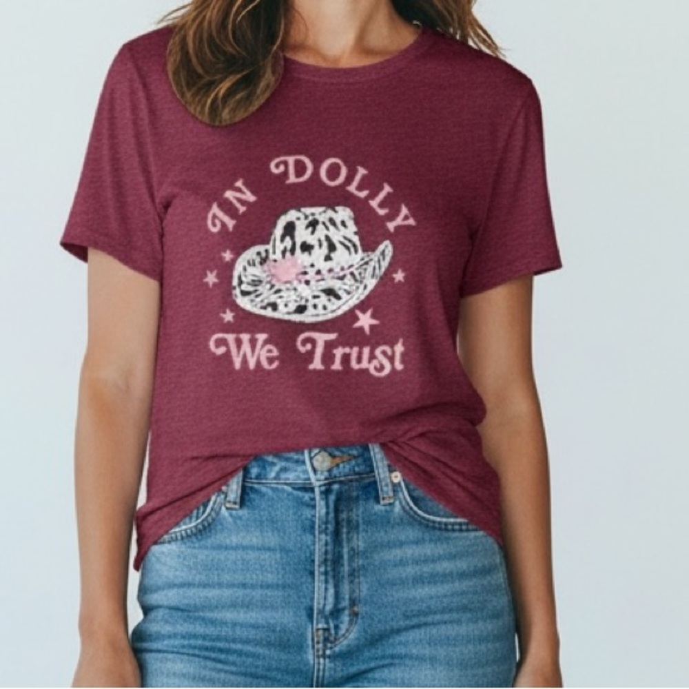 Source Unknown Size XL Dolly Parton Maroon Graphic Tee
